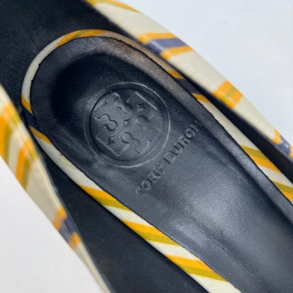 Tory Burch Cream Yellow Striped Beverly Kitten Heels | Size 10.5 - Picture 11 of 11